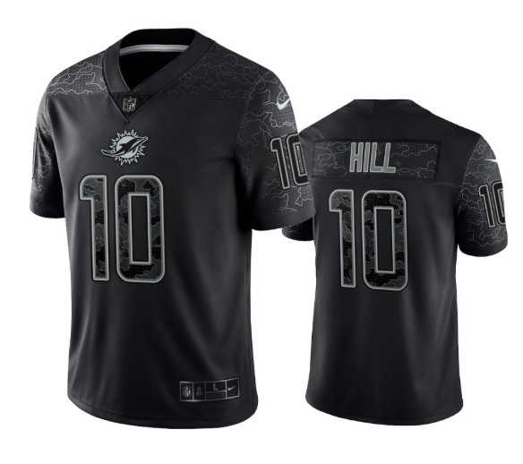 Men's Miami Dolphins #10 Tyreek Hill Black Reflective Limited Stitched Football Jersey,We sell and wholesale Men's Miami Dolphins #10 Tyreek Hill Black Reflective Limited Stitched Football Jersey on line form chian!